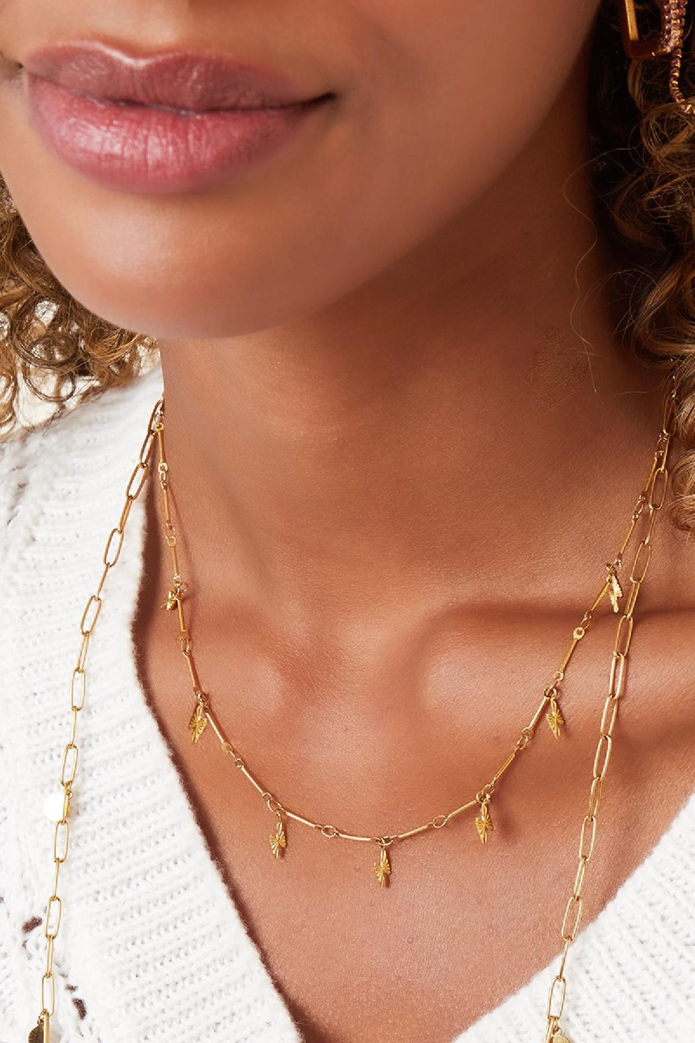 Collana con fulmine in acciaio inossidabile Gold Stainless Steel h5Immagine3